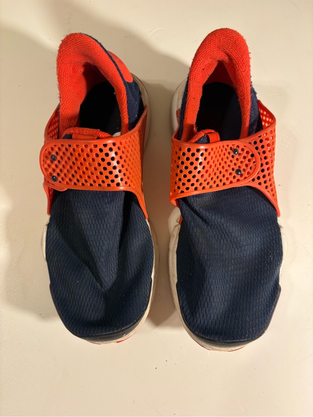 Nike Kids Navy and Orange Hook-and-Loop Sneakers